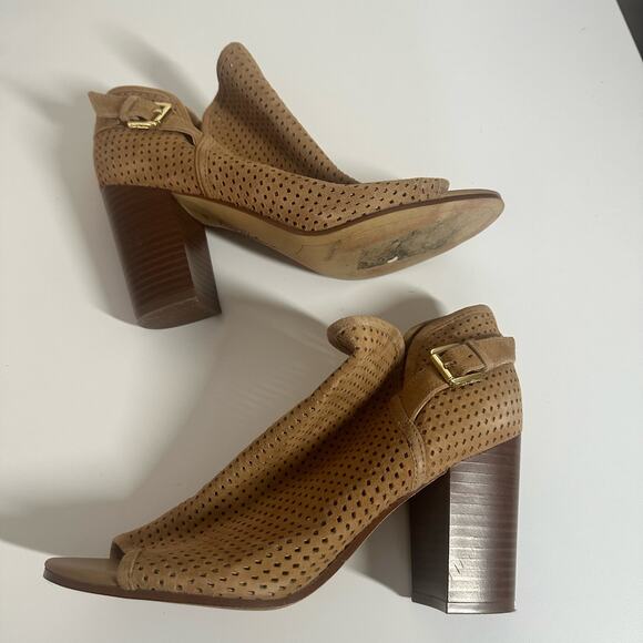 Sam Edelman Brown Perforated Peep Toe Easton Booties Size 8.5 - Picture 10 of 10
